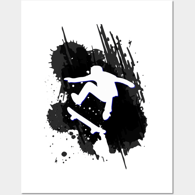 black and white skater siluet Wall Art by anrazee